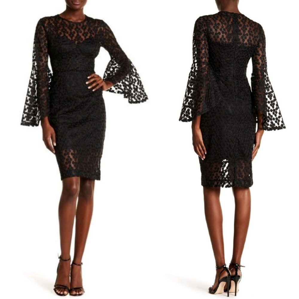 NWT Alexia Admor Crochet Lace Bell Sleeve D - Picture 7 of 7